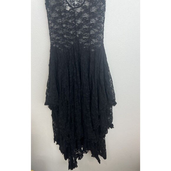 Free People French Courtship Lace Slip Handkerchief Hem Dress Whimisgoth Witch M - Picture 9 of 11